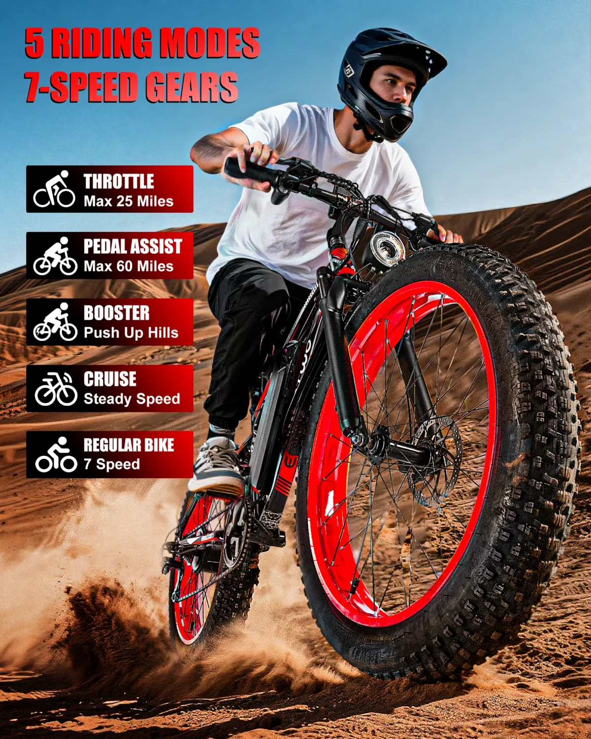26" Fat Tire 1500W Electric Bike - Image 4