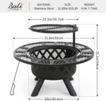 BALI OUTDOORS Fire Pit with Poker, 40 inch Outdoor Fire Pit Patio, Wood Burning Firepits for Outside with Grill - Image 11