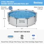 Bestway Steel Pro MAX 10'x30" Round Above Ground Outdoor Swimming Pool with Pump - Image 2