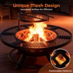 BALI OUTDOORS Fire Pit with Poker, 40 inch Outdoor Fire Pit Patio, Wood Burning Firepits for Outside with Grill - Image 4