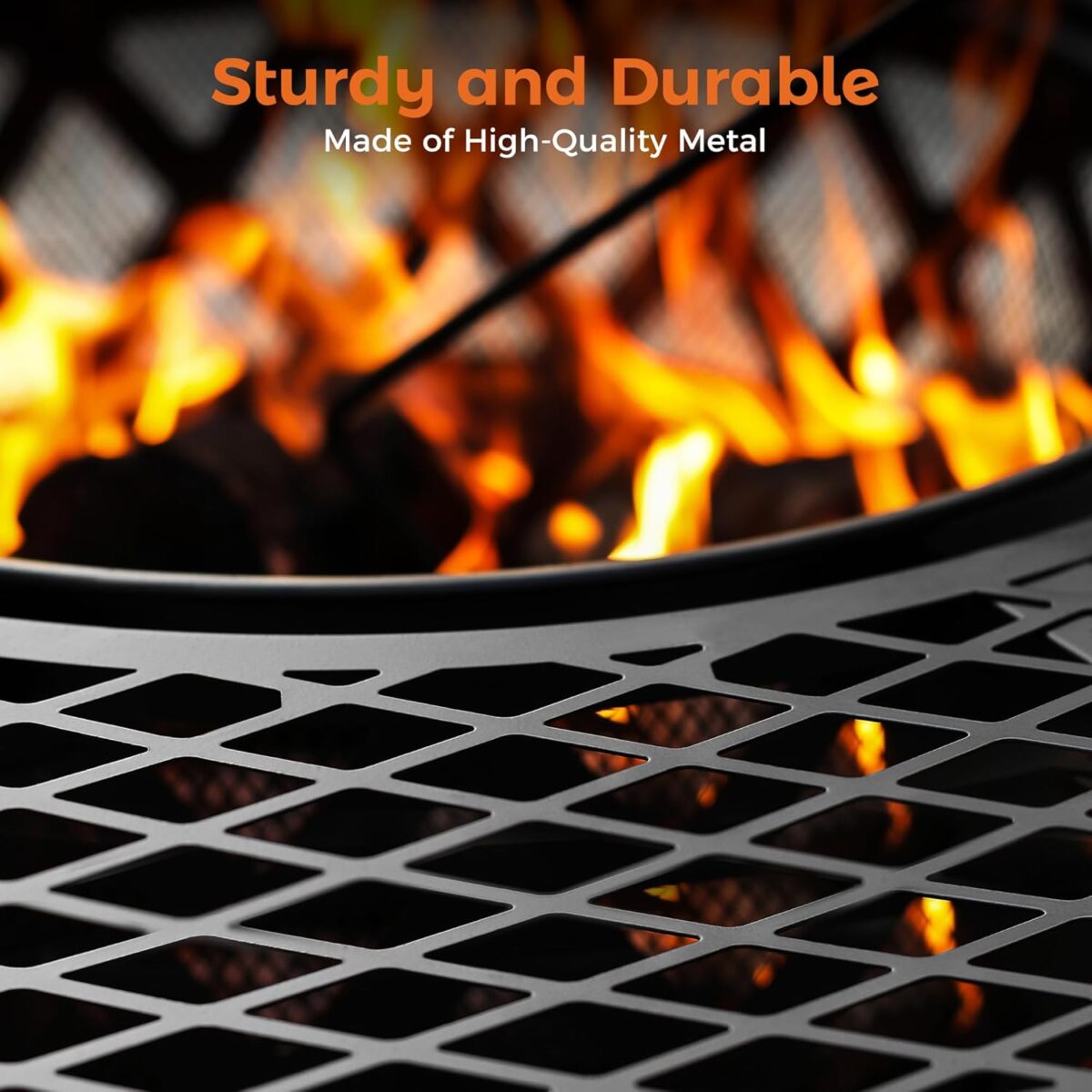 BALI OUTDOORS Fire Pit with Poker, 40 inch Outdoor Fire Pit Patio, Wood Burning Firepits for Outside with Grill - Image 5