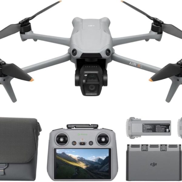 DJI Air 3S Fly More Combo (RC 2 Screen Remote Controller), Drone with 1" CMOS Wide-Angle & Medium Tele Camera for Adults, 4K/60fps, Omnidirectional Sensing & 3 Batteries for Extended Flight Time