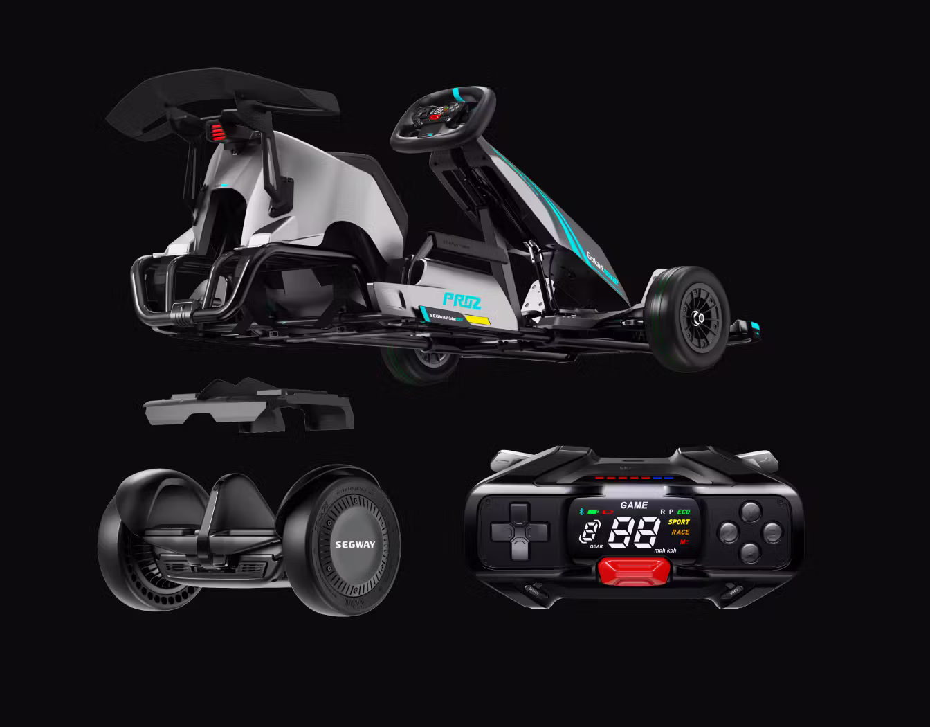 Get ready to race, game, and ride with this versatile 3-in-1 device! Take it outdoors as a GoKart, reassemble it into a Ninebot S Max, or bring the excitement indoors as a racing game controller. The choice is yours for endless fun and adventure!