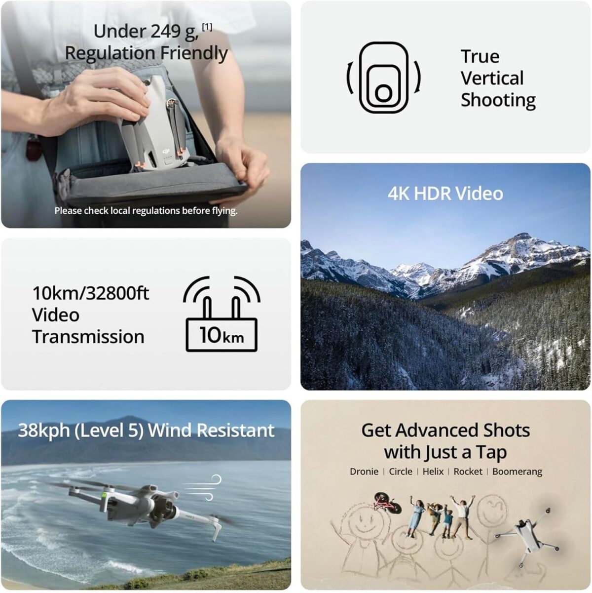 DJI Mini 3 Fly More Combo (DJI RC), Drones with Camera for Adults 4K, 3 Batteries for 114-min Flight Time, Vertical Shooting, 32800ft (10km) Video Transmission, Lightweight Mini Drone for Beginners - Image 3