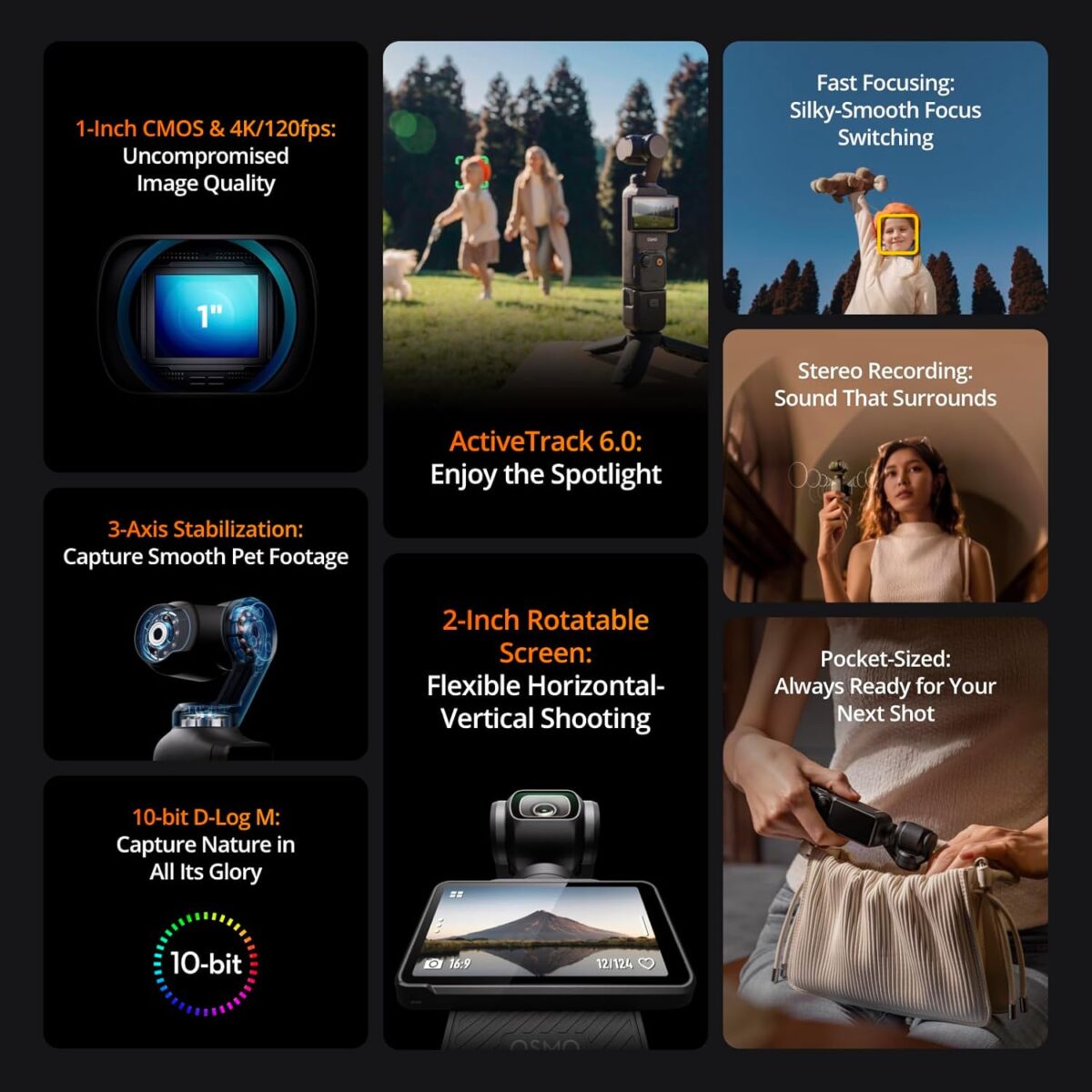DJI Osmo Pocket 3, Vlogging Cameras with 1'' CMOS & 4K/120fps Vlog Camera, 3-Axis Stabilization, Fast Focusing, Face/Object Tracking - Image 3