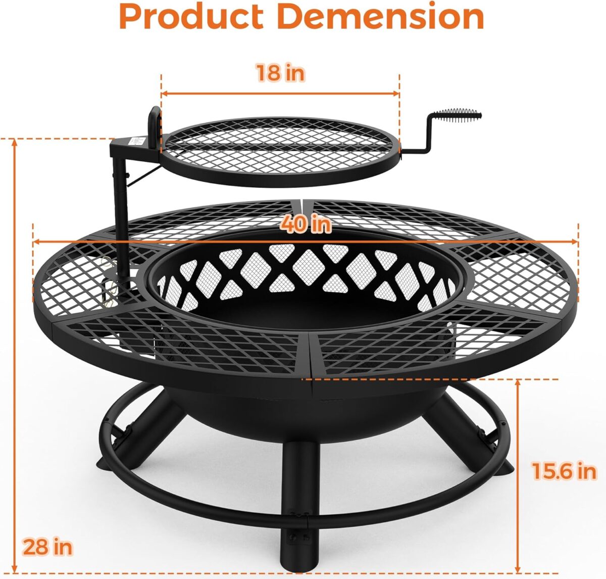 BALI OUTDOORS Fire Pit with Poker, 40 inch Outdoor Fire Pit Patio, Wood Burning Firepits for Outside with Grill - Image 10