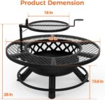 BALI OUTDOORS Fire Pit with Poker, 40 inch Outdoor Fire Pit Patio, Wood Burning Firepits for Outside with Grill - Image 10