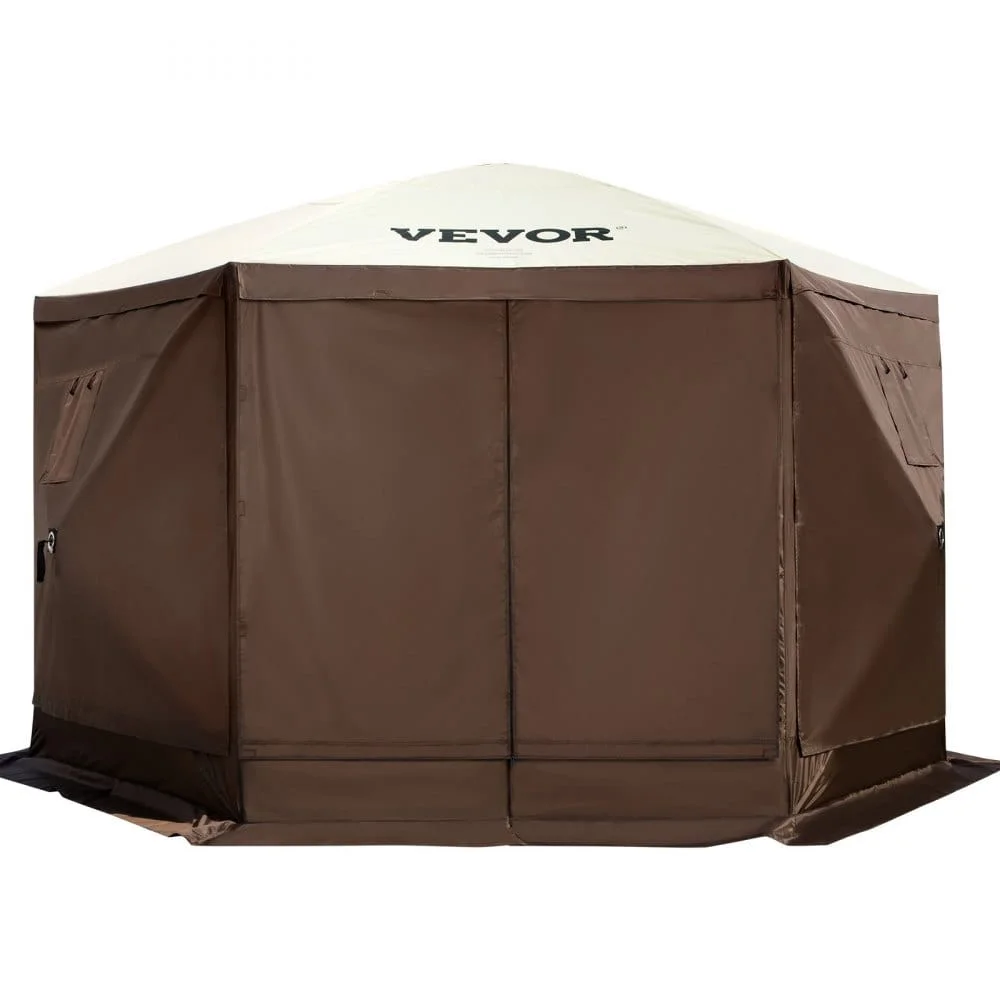 VEVOR Camping Gazebo Screen Tent, 12*12ft, 6 Sided Pop-up Canopy Shelter Tent with Mesh Windows, Portable Carry Bag, Stakes, Large Shade Tents for Outdoor Camping, Lawn and Backyard - Image 11