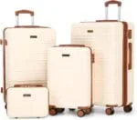 AAIVV 4 Piece Luggage Set Expandable ABS Travel Suitcase Set TSA Lock Hardshell Durable Lightweight Traveling Luggage Sets Gift for Back to School (Amy Green, 28in26in20in13in)