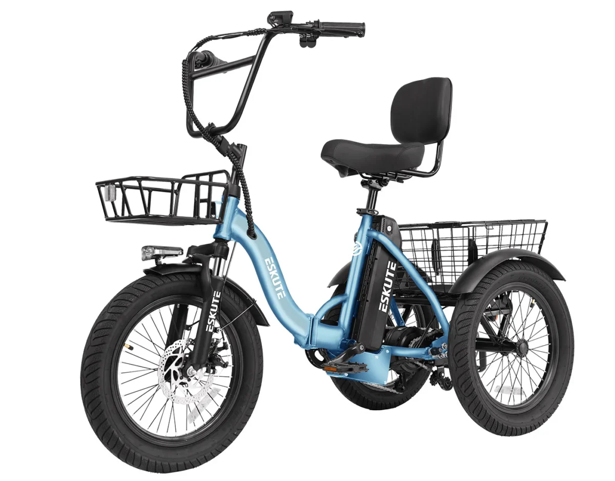 ESKUTE E Trike Electric Bike, Peak 1200W Brushless Motor Folding Trike 18X3.0 Fat Tire Ebike, 624Wh Removable Battery, Step-Thru 3 Wheel Electric Bicycle, Up to 55 Miles, 18MPH+ Tricycle for Adults - Image 20