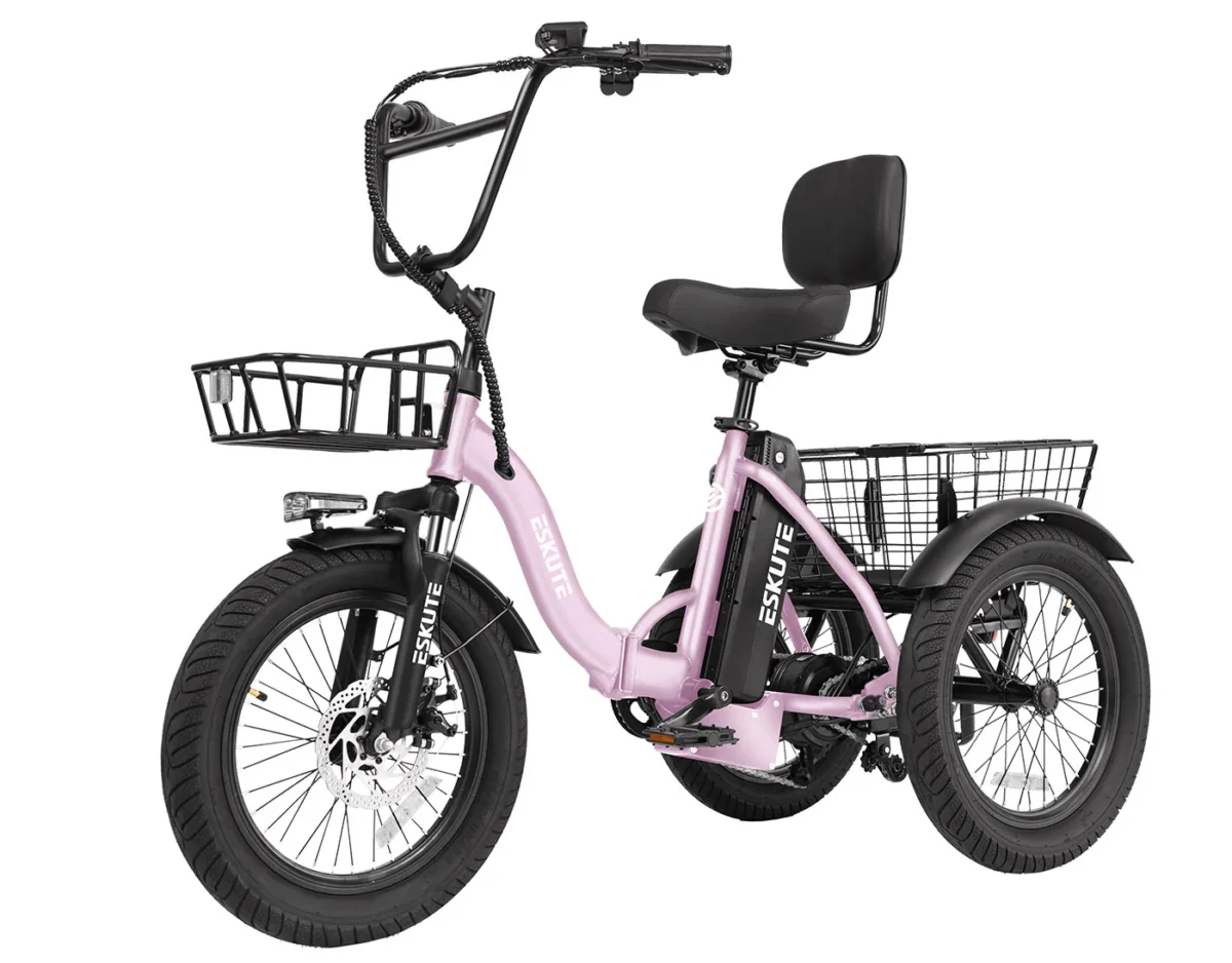 ESKUTE E Trike Electric Bike, Peak 1200W Brushless Motor Folding Trike 18X3.0 Fat Tire Ebike, 624Wh Removable Battery, Step-Thru 3 Wheel Electric Bicycle, Up to 55 Miles, 18MPH+ Tricycle for Adults - Image 16