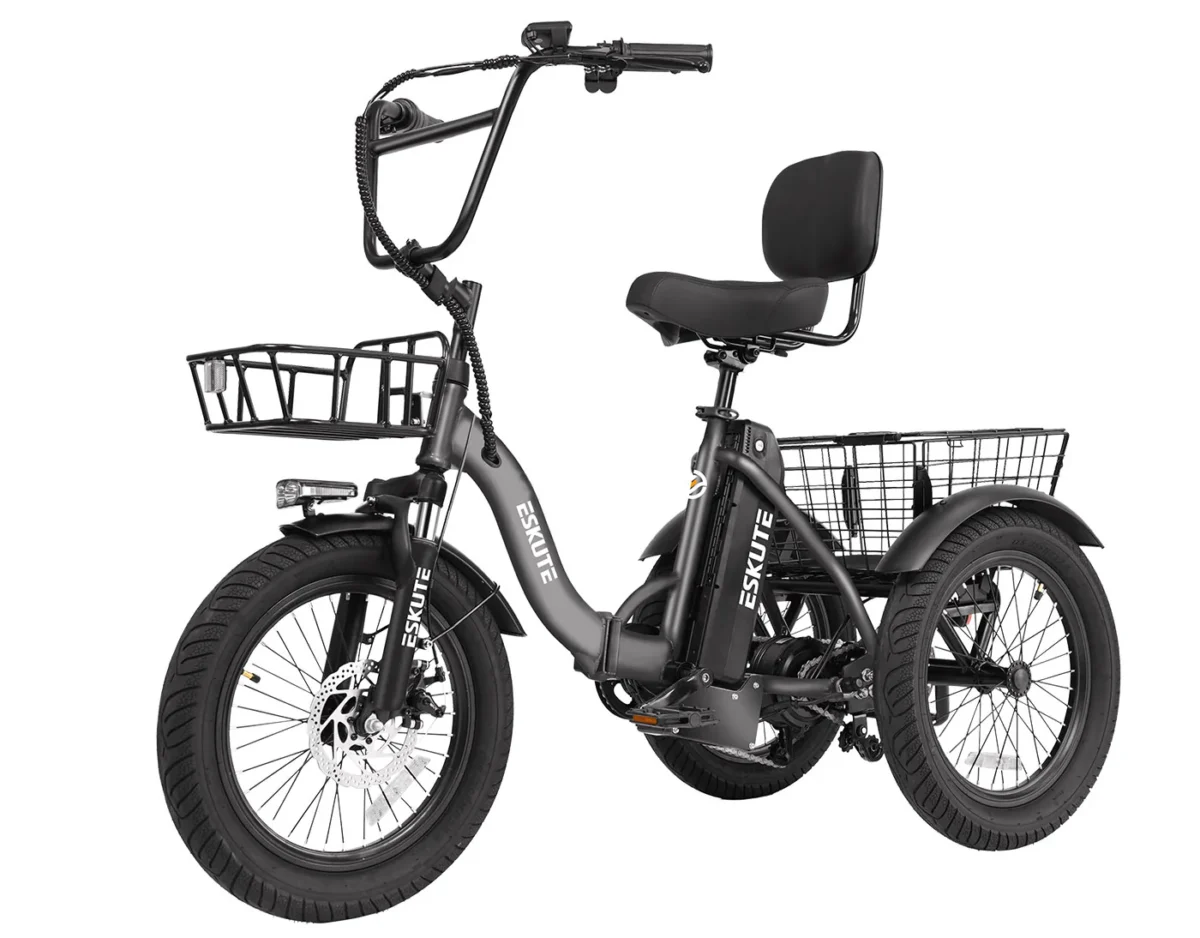 ESKUTE E Trike Electric Bike, Peak 1200W Brushless Motor Folding Trike 18X3.0 Fat Tire Ebike, 624Wh Removable Battery, Step-Thru 3 Wheel Electric Bicycle, Up to 55 Miles, 18MPH+ Tricycle for Adults - Image 17