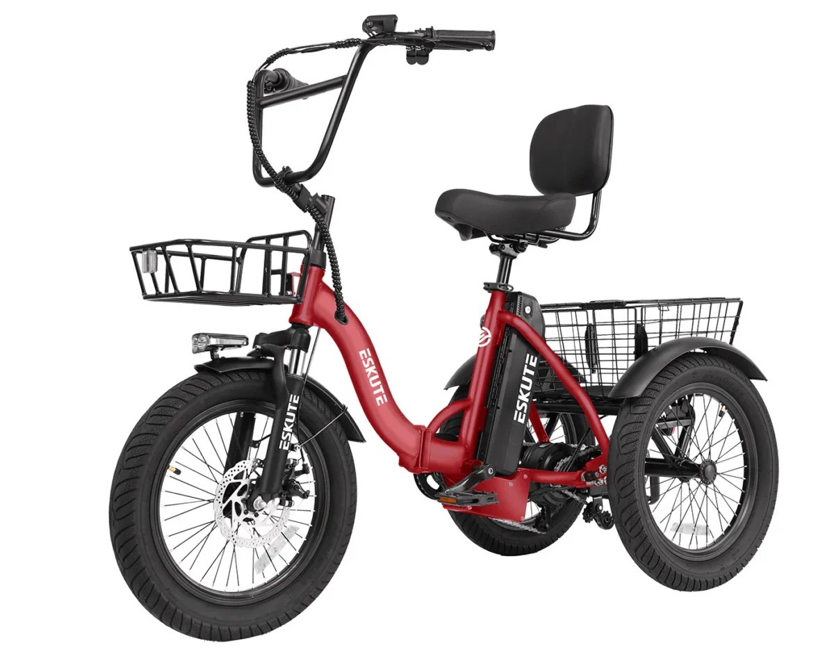 ESKUTE E Trike Electric Bike, Peak 1200W Brushless Motor Folding Trike 18X3.0 Fat Tire Ebike, 624Wh Removable Battery, Step-Thru 3 Wheel Electric Bicycle, Up to 55 Miles, 18MPH+ Tricycle for Adults - Image 18