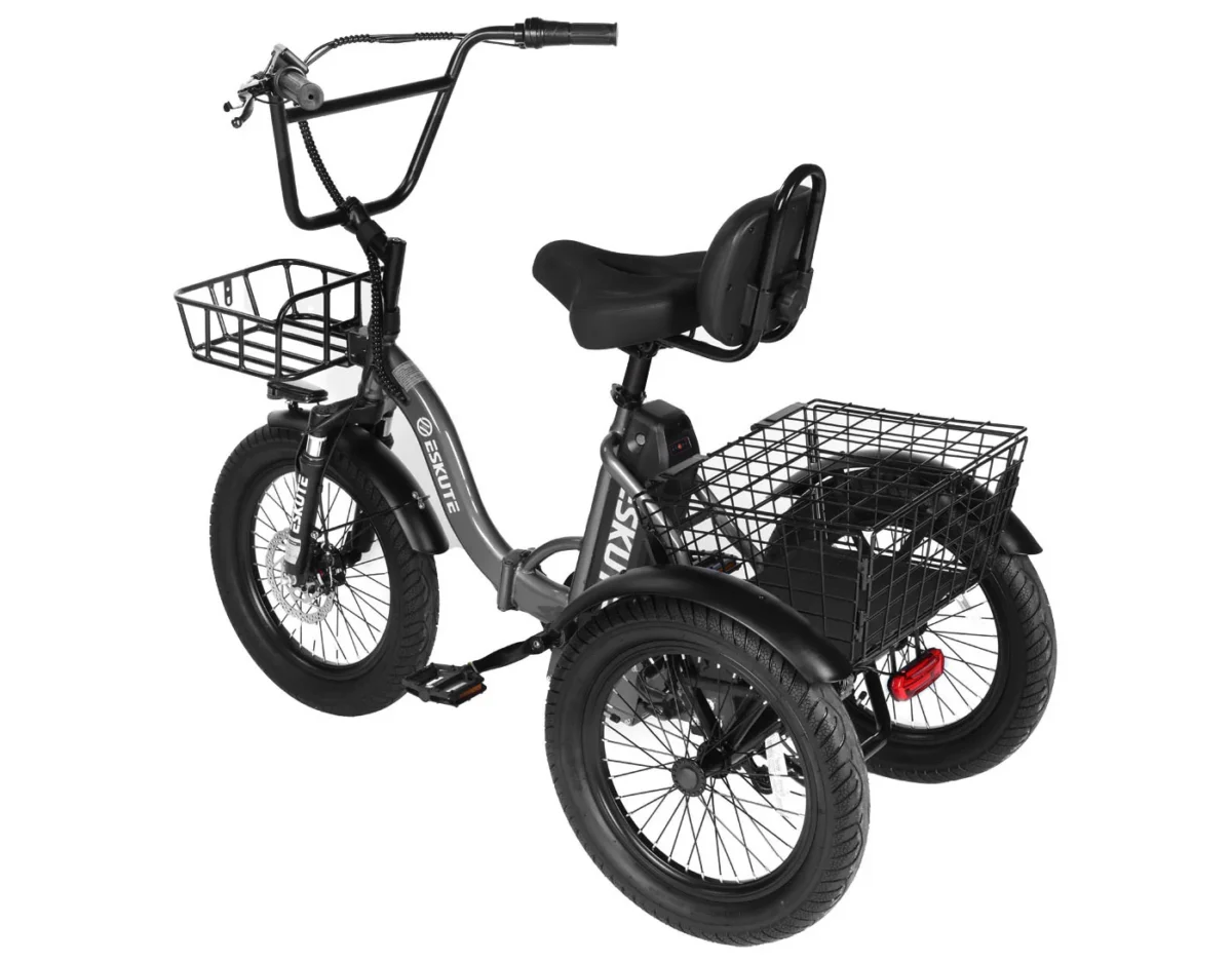 ESKUTE E Trike Electric Bike, Peak 1200W Brushless Motor Folding Trike 18X3.0 Fat Tire Ebike, 624Wh Removable Battery, Step-Thru 3 Wheel Electric Bicycle, Up to 55 Miles, 18MPH+ Tricycle for Adults - Image 19