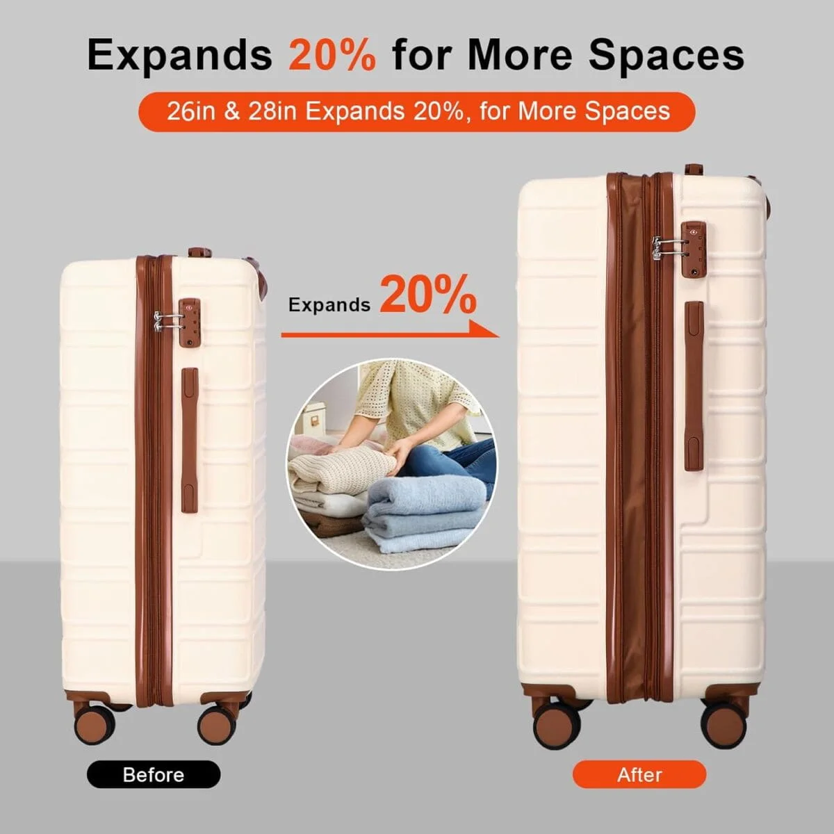 AAIVV 4 Piece Luggage Set Expandable ABS Travel Suitcase Set TSA Lock Hardshell Durable Lightweight Traveling Luggage Sets Gift for Back to School (Amy Green, 28in26in20in13in) - Image 4