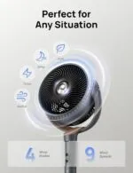 DREO Fan for Bedroom, 120° Oscillating Standing Fans, Quiet Floor Fan with DC Motor, 100ft Pedestal Fans for Room, 9 Speeds, 4 modes, 20dB, 120° Manual Vertical, 37-42" Adjustable Height, 9H Timer (复制) - Image 4