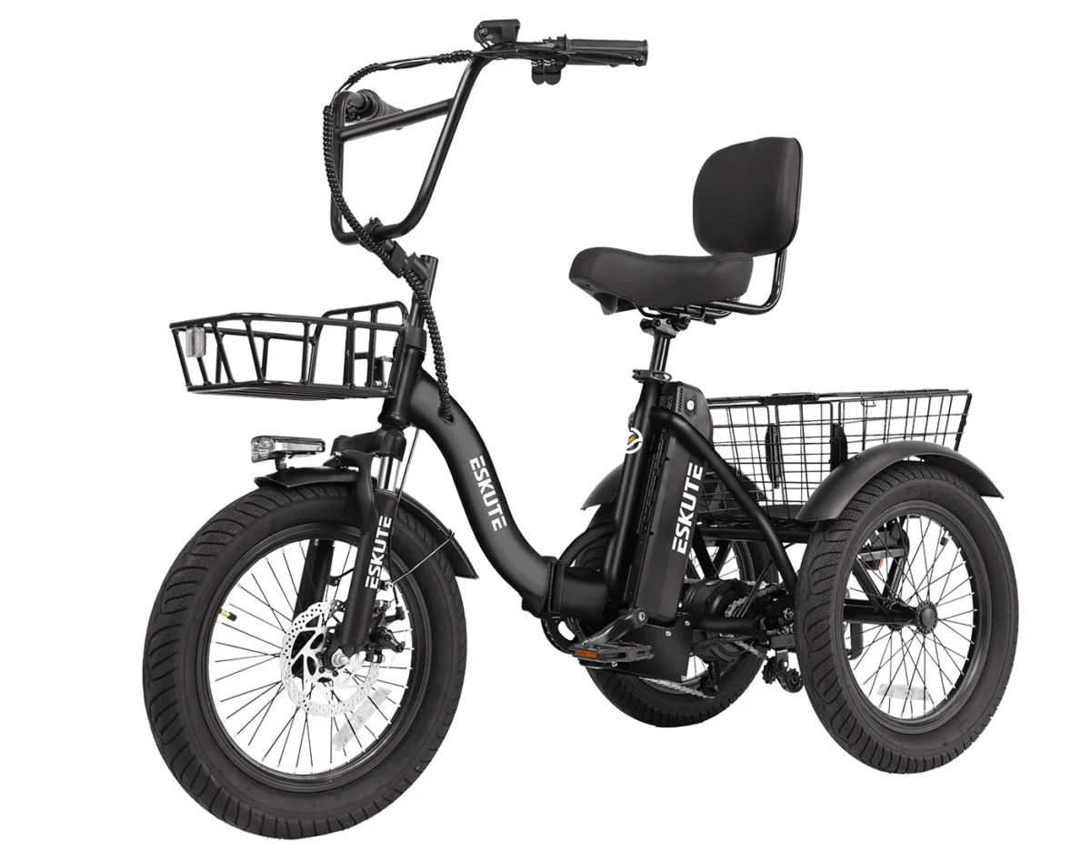 ESKUTE E Trike Electric Bike, Peak 1200W Brushless Motor Folding Trike 18X3.0 Fat Tire Ebike, 624Wh Removable Battery, Step-Thru 3 Wheel Electric Bicycle, Up to 55 Miles, 18MPH+ Tricycle for Adults - Image 12