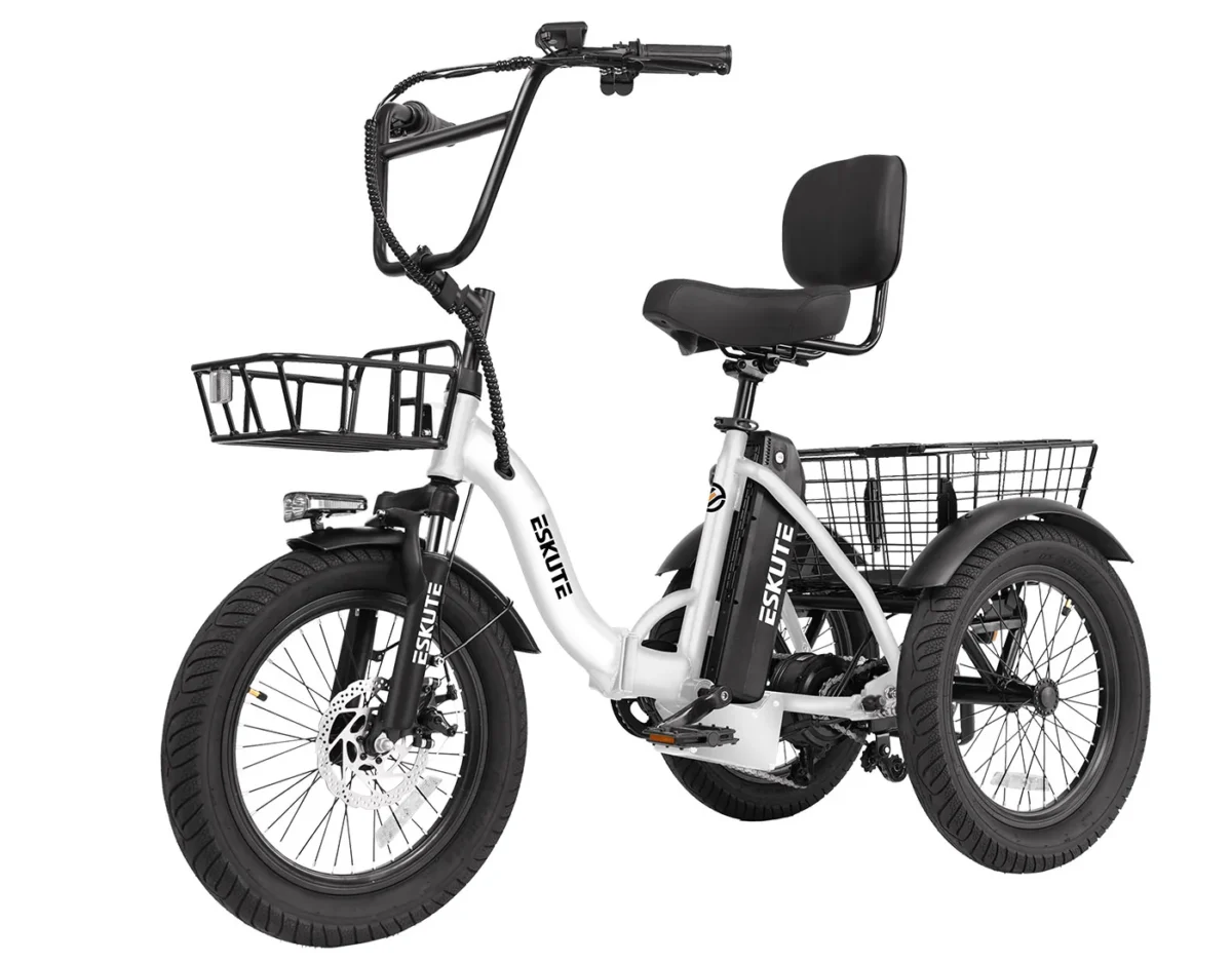 ESKUTE E Trike Electric Bike, Peak 1200W Brushless Motor Folding Trike 18X3.0 Fat Tire Ebike, 624Wh Removable Battery, Step-Thru 3 Wheel Electric Bicycle, Up to 55 Miles, 18MPH+ Tricycle for Adults - Image 13